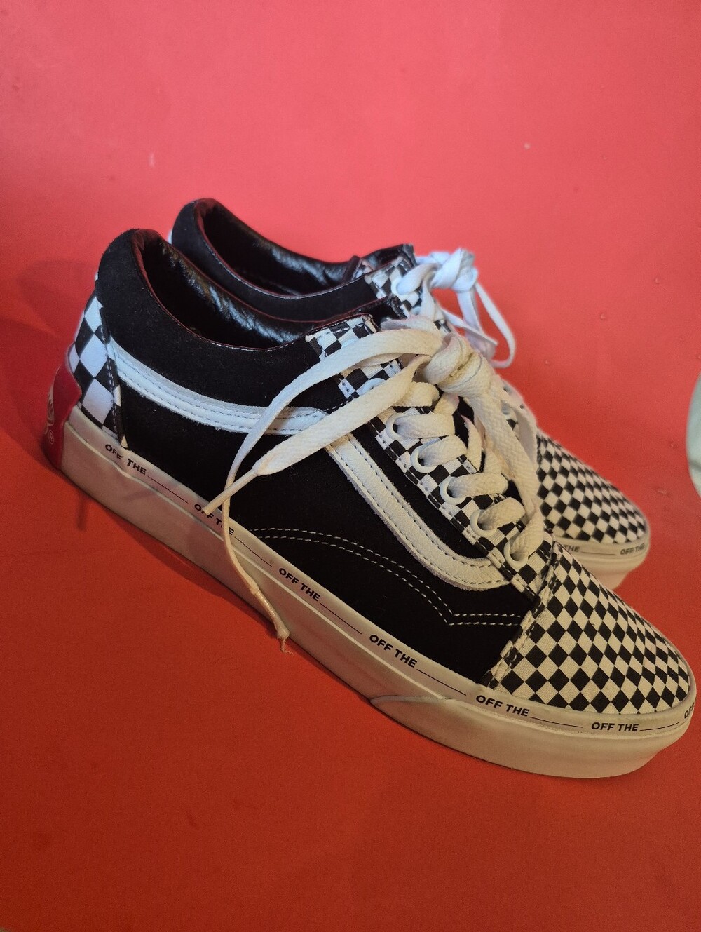 Vans Checkerboard Lace-Up Sneakers - Black & White